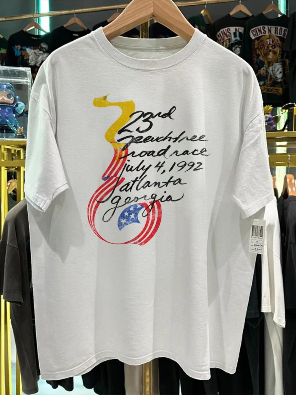 Vintage 1992 Peach Tree Road Race Atlanta Georgia Washed White Tee